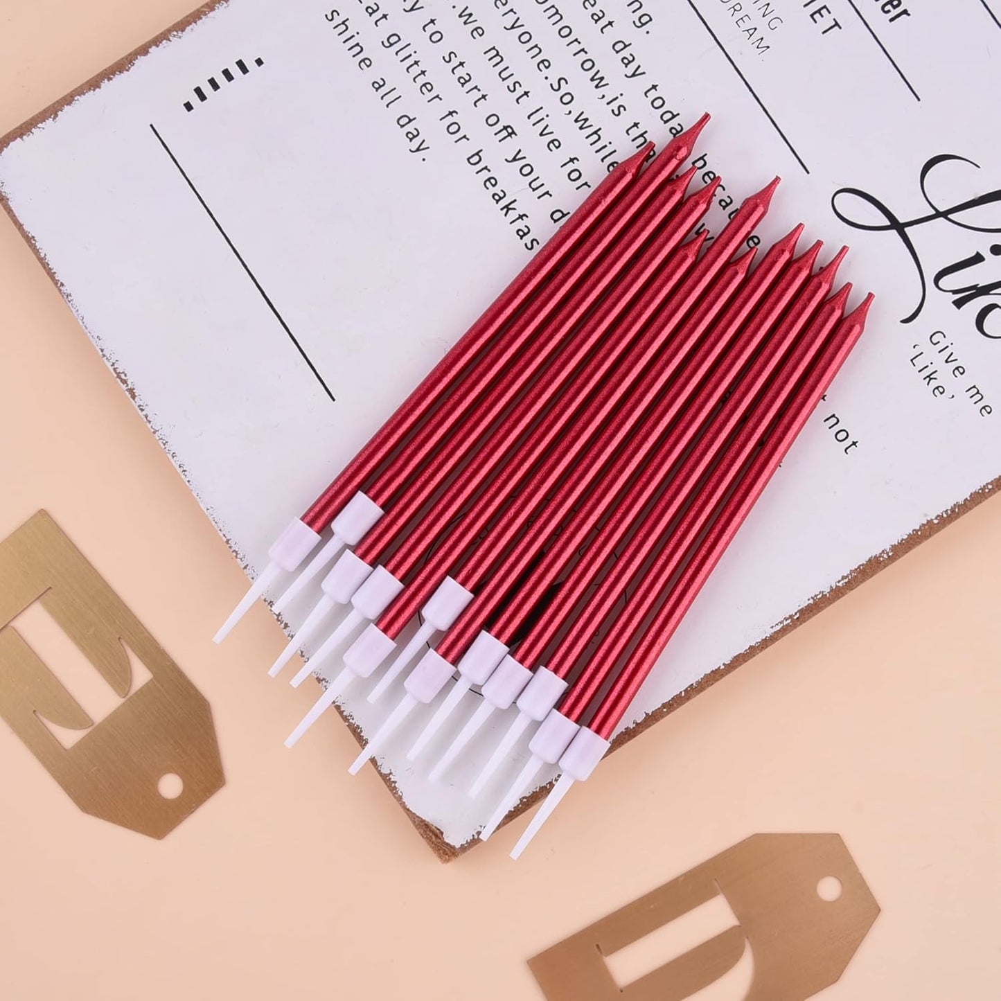 PHD CAKE Champagne Gold Long Thin Metallic Birthday Candles, Cake Candles, Birthday Parties, Wedding Decorations, Party Candles