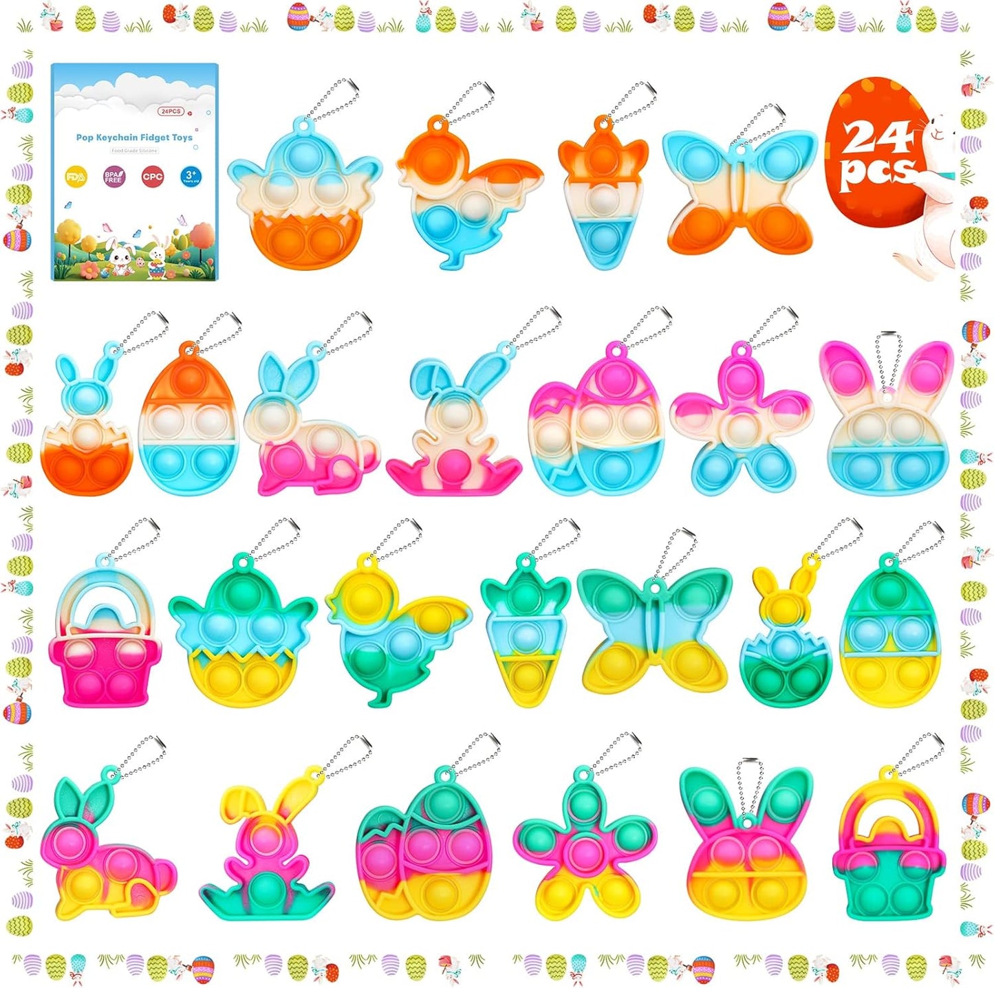 Pop Fidget Toys Bulk Its Party Favors for Kids 4-8 8-12 30 Pack Mini Pop Keychain It Small Fidgets for Classroom Prizes School End of Year Student Gifts from Teacher Birthday Goodie Bag Stuffers