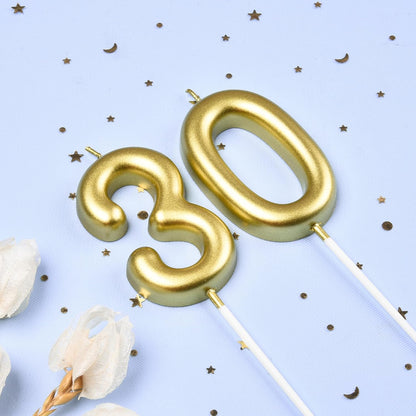 2.76 Inch Classical Gold 5 Number Birthday Candles, Gold Number Candles, Cake Number Candles, Party Celebration