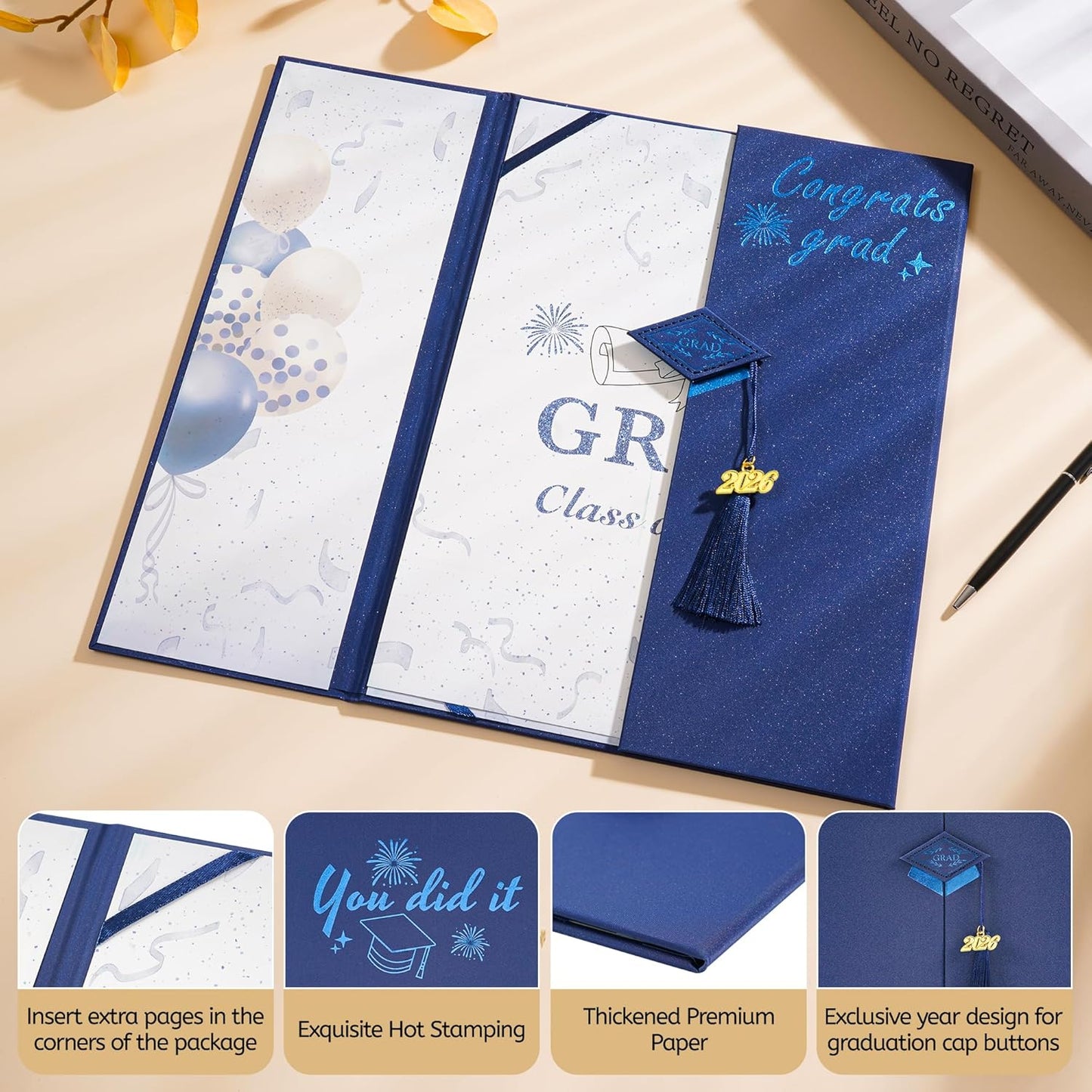 Graduation Decorations 2026 Pink,Graduation Guest Book,Autograph Book with Tassel Class of 2026 Graduate Party Decorations,Graduation Signature Guest Book