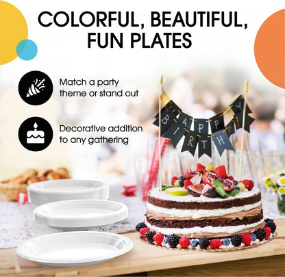 Exquisite Party Solids Red Plastic Plates For Party Supplies 10" Red Disposable Plates Heavy Duty 50 Pcs Plastic Dinnerware Sets Heavy Duty 350 GSM Disposable Dinnerware Set