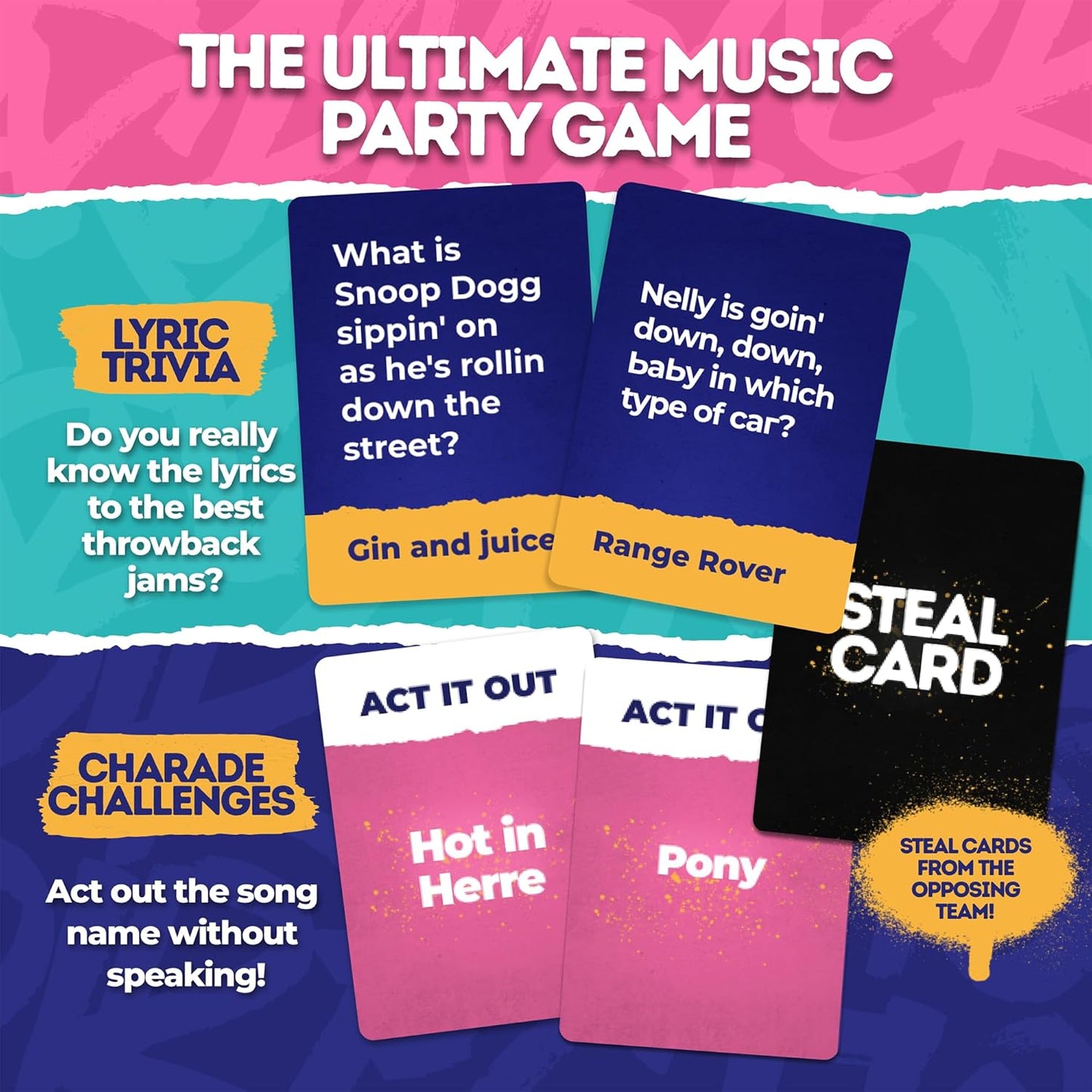 Throwback Lyrics 90s & 2000s Hip-Hop & R&B Finish the Lyrics Game & Charades | 250 Cards Music Trivia Game|Charades Game, Adult Party Game, Girls Games for Bachelorette Party