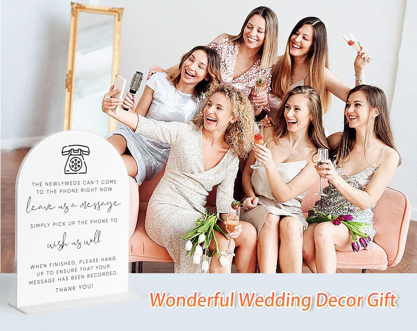 Audio Guest Book Sign, White Arch Acrylic Wedding Sign, Audio Guest Book Wedding Phone, Bridal Shower Decor, Engagement Party Decor, Centerpiece Table Decorations Party for Bride and Groom-14