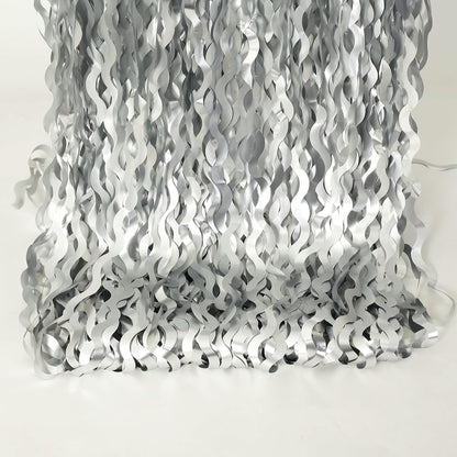 4 Pack Wavy Champagne Gold Metallic Tinsel Foil Fringe Curtains Backdrop - 3.3X6.6ft Foil Fringe Backdrop for Parties | Door Streamers for Birthday | Photo Booth Backdrops Party Decor