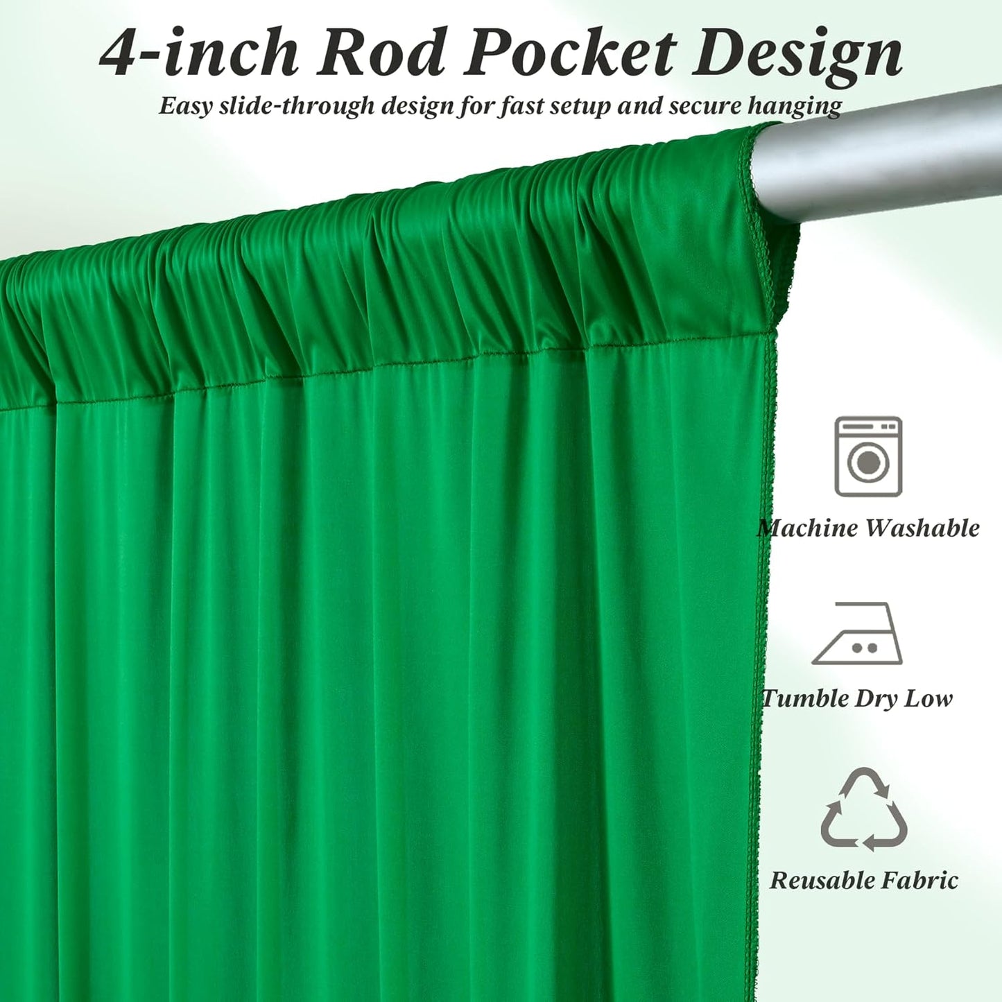 10 ft x 10 ft Wrinkle Free White Backdrop Curtains for Wedding Parties, Polyester Photography Backdrop Drapes for Birthday Parties Stage Backdrop Stand, 2 Panels 5x10FT Background Curtains