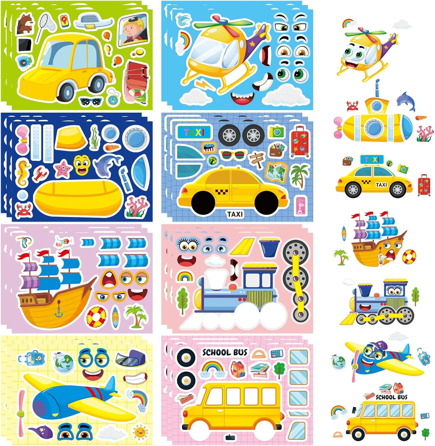 24 Sheets Make a Face Stickers for Kids Toddlers, Make Your Own Animal Mix and Match Sticker Sheets with Sea Animals Horses Dinosaurs Unicorns for Kids Crafts Party Favors Goodie Bags Stuffers