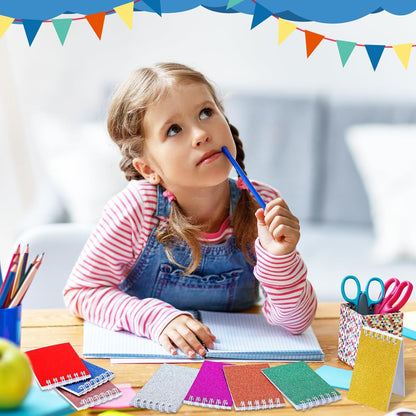 Seajan 24 Pcs Glitter Mini Spiral Notepads for Kids Party Favors Small Prism Notebooks 3.9 x 2.4 Inch Colorful Flash Memo Pads for Girls and Boys Birthday Gift Classroom Rewards 20 Pages Each