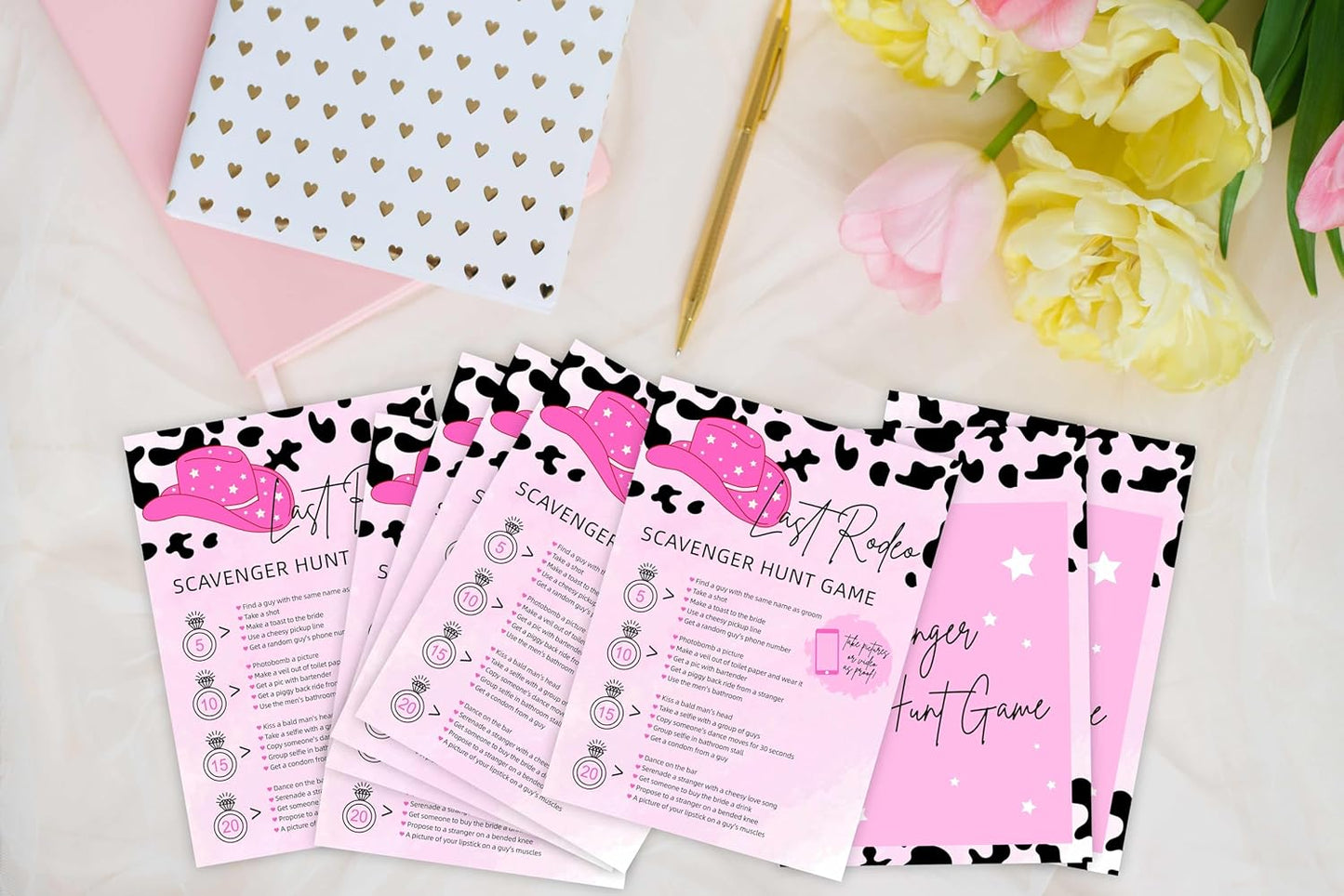 Last Rodeo Bachelorette - Nashville Cowgirl Bridal Shower Games & Supplies - 25 Game Cards