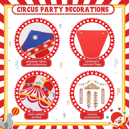 15 Pcs Circus Decorations Carnival Striped Awning Porch Banner Carnival Theme Directional Signs Welcome to the Circus for Birthday Party Supplies