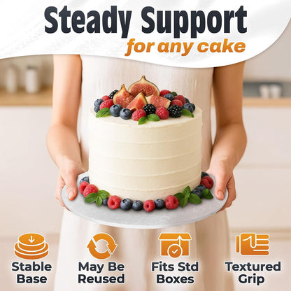 12 Inch Cake Drum, Black Cake Board for Picture-Ready Celebration Cakes, 1/2 Inch Thick Round Cardboard Base with Grease & Moisture Resistant Surface and Decorative Pattern for Parties and Weddings