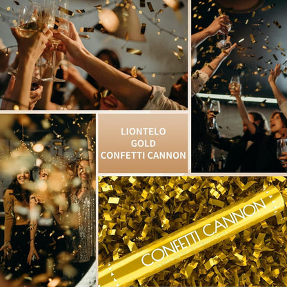 Confetti Cannon Gold Party Poppers 12 Inch Streamer Cannon 12 Pack Golden Party Poppers Shooters Foil Gold Popper Cannon Bulk for Wedding,Birthday,Graduation,New Year Celebration