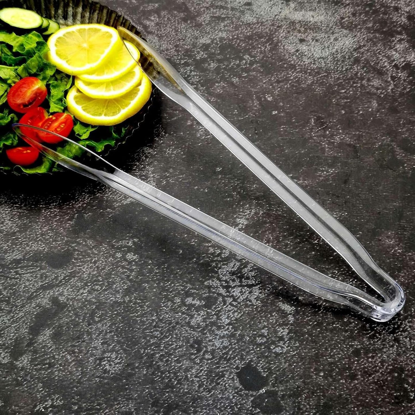 Efavormart 3-Pack 12" Clear Plastic Serving Tongs, Heavy-Duty Disposable Food Tongs for Catering, Buffets, Salads, and Party Events