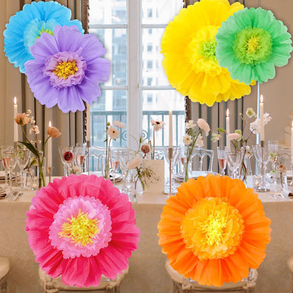 Giegxin 20 Pcs 31.5'', 23.6'', 11.8'', 9.8'' Pink Giant Paper Flower Boho Large Tissue Flower for Wall Pink Pom Pom Floral Decoration for Wall Wedding Bridal Shower Classroom Tea Party Birthday Decor