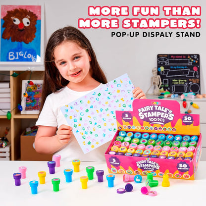 JOYIN 100 Pcs Assorted Stamps for Kids Self-Ink Stamps (50 Different Designs, Dinosaur, Zoo Safari Stampers) for Party Favor, Carnival Prizes, School Classroom Gift Stuffers, Treasure Box Toys