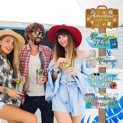 20 Pcs Luau Party Decorations Welcome Sign Summer Hawaiian Directional Signs Tropical Hawaiian Themed Birthday Decorations Luau Tiki Party Supplies with 2 Sheet Letter Stickers