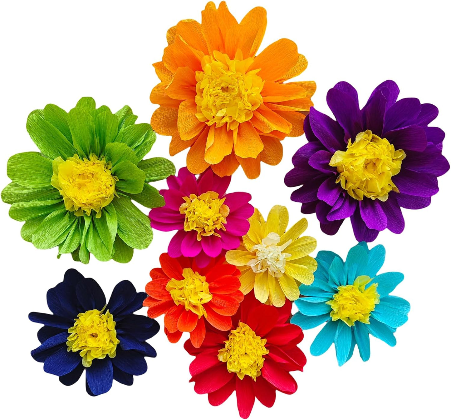 Crepe Paper Flower for Wall Decor Girls Birthday Party Backdrop Baby Shower Nursery Room Decoration Pack of 9 (Pastel)