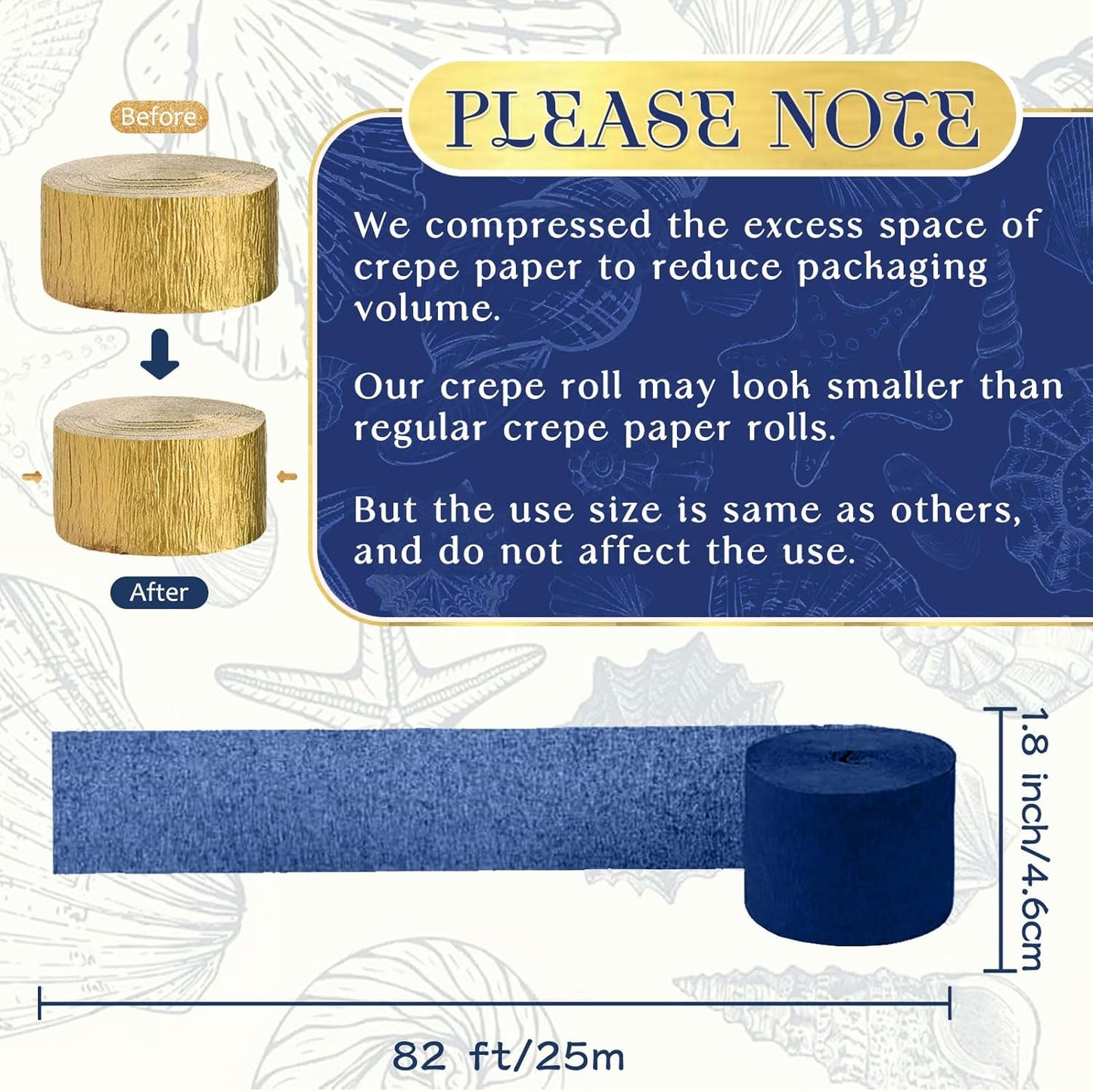 NICROLANDEE Navy Blue Party Decorations - 6 Rolls Navy Blue Gold Ivory Crepe Paper Streamers Tassels Paper for Graduation Party Bridal Shower Wedding Birthday Supplies