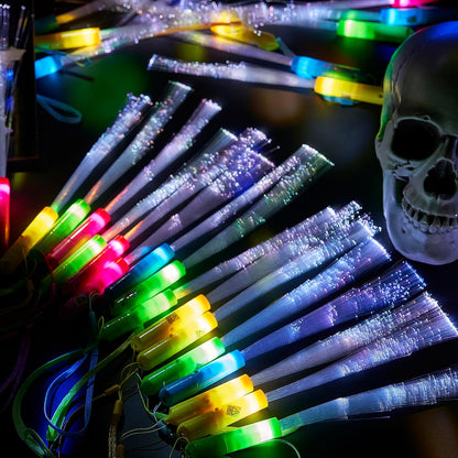Zhanmai 24 Pieces Upgraded Glow Fiber Wands Sticks K-pop Concert LED Light Fiber Optic Wands LED Flashing Glow Sticks Bulk for Wedding Party Favors(Mixing Color)