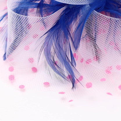 DRESHOW Fascinators Hat Flower Mesh Ribbons Feathers on a Headband and a Clip Tea Party Headwear for Girls and Women - Colors B