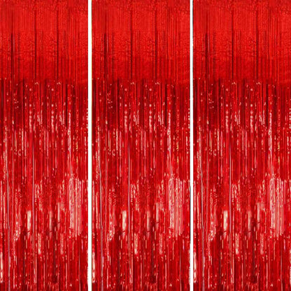Birthday Party Decorations: 3 Pack 3.3 x 9.9 ft Gold Foil Fringe Curtains Party Supplies, Tinsel Curtain Backdrop for Parties/Birthday/Photo Booth