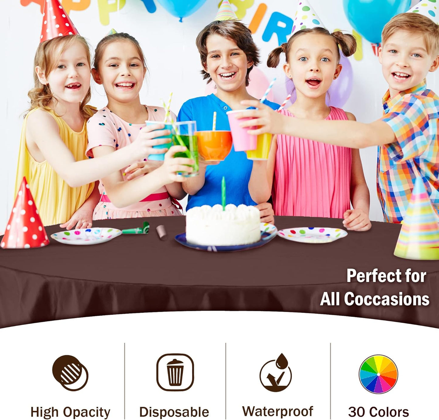 12-Pack Premium Plastic Tablecloth 54in. x 108in. Rectangle Table Cover - Dark Blue - Colors B