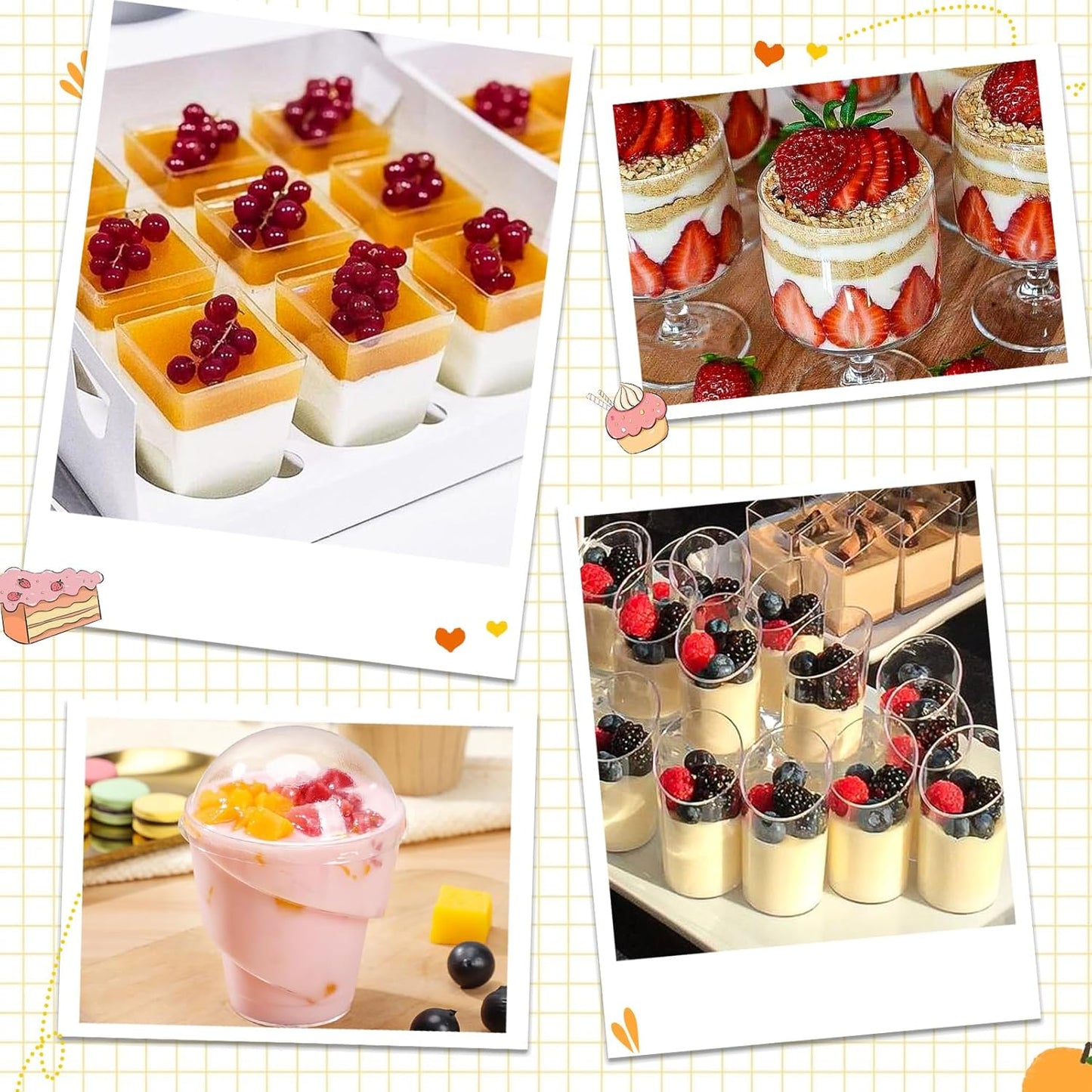 LifeIdeas 380 Pack Mini Dessert Cups with Spoons and lids, 5 oz Mini Clear Parfait Cups, Shooters Cups for Party, Round Yogurt Cups, Reusable Fruit Ice Cream Cake Pudding Cups