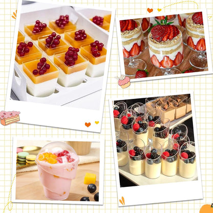 LifeIdeas 380 Pack Mini Dessert Cups with Spoons and lids, 5 oz Mini Clear Parfait Cups, Shooters Cups for Party, Round Yogurt Cups, Reusable Fruit Ice Cream Cake Pudding Cups