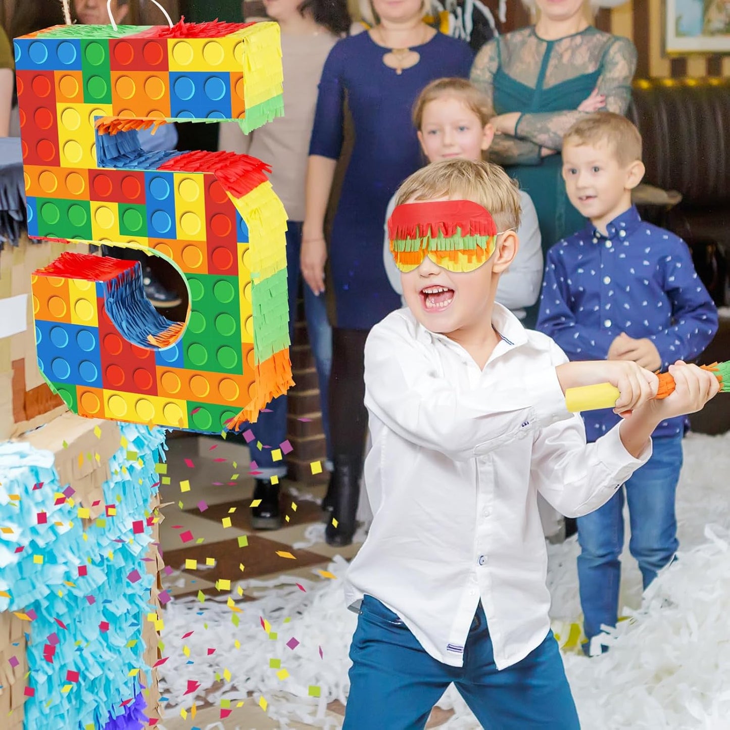 Hooqict Mexican Pinata with Blindfold and Bat Stick Party Pinata for Fiesta Carnival Cinco de Mayo Decorations Kids Adults Mexican Party Games Birthday Party Supplies