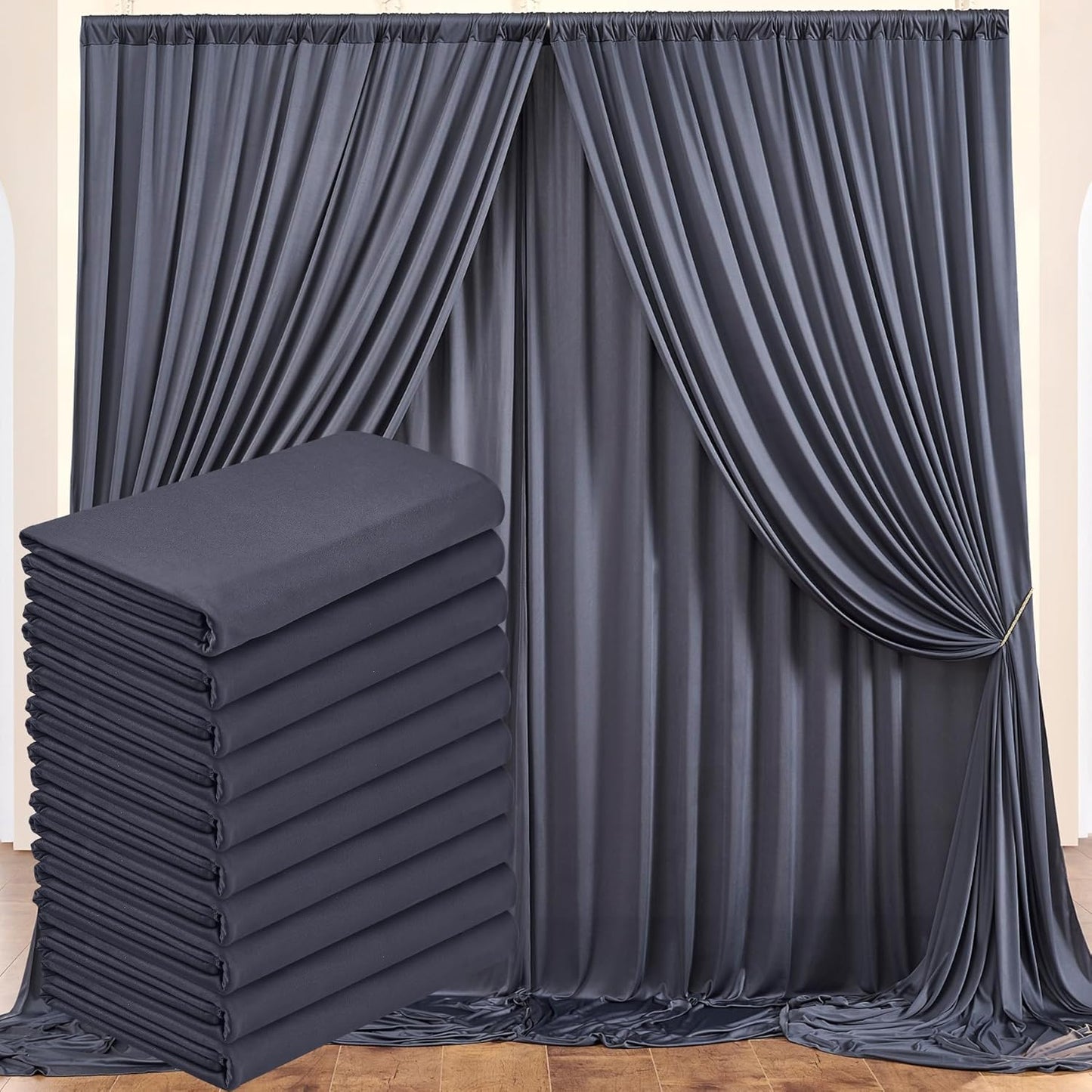 10 ft x 10 ft Wrinkle Free White Backdrop Curtains for Wedding Parties, Polyester Photography Backdrop Drapes for Birthday Parties Stage Backdrop Stand, 2 Panels 5x10FT Background Curtains