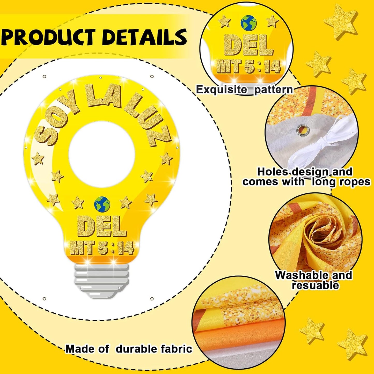 79×55inch VBS 2026 Christian Religious Party Decors Light Bulb Shaped Photo Prop Selfie Frame Large Bible Verse Background Backdrop Banner Lightbulb Photo Booth Props for Sunday School Church Supplies