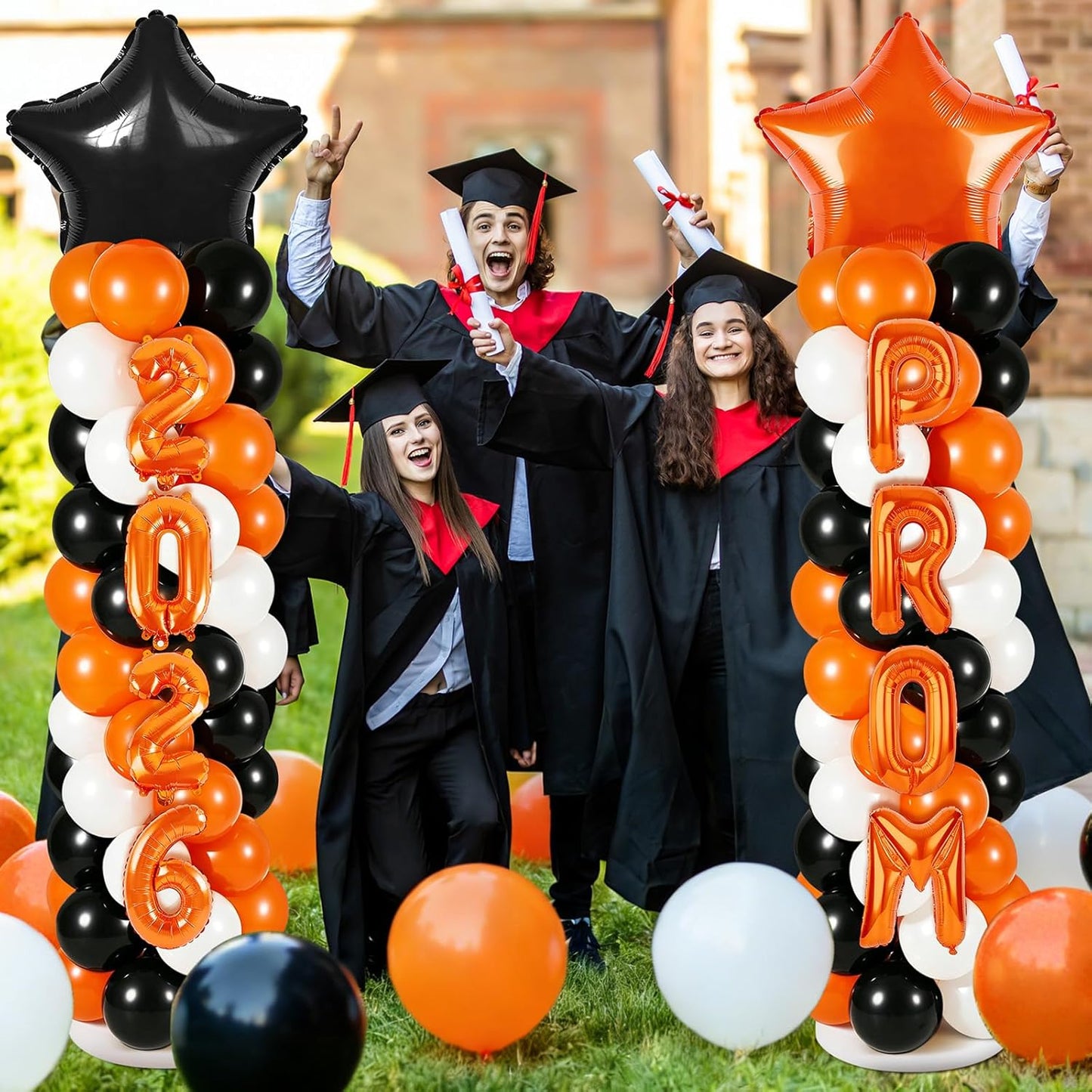 2 Sets Graduation Balloon Column Stand Kits with Balloons 2026 Grad Themed Decoration Navy Blue Balloon Tower Stand Kit for Grad High School & College Celebration Party Decor