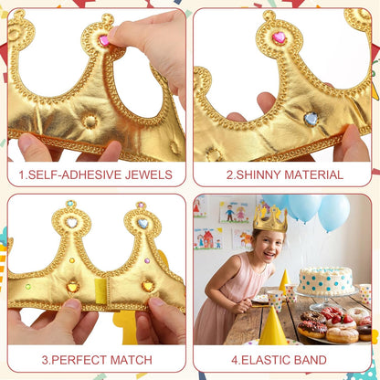 Yaomiao 44 Pcs Birthday Foam Crowns for Kids Princess Tiaras King Hat Bulk Diamond Sticker Kits for Crown Party Supplies