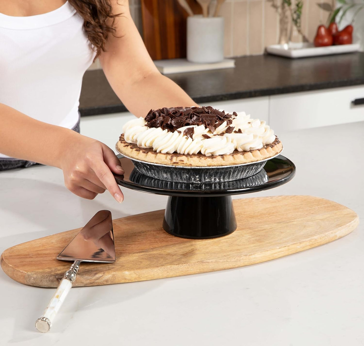 The Cake Stand – 10 Inch Gloss Ceramic Pedestal Cake Stand, Modern Footed Dessert Stand for Cakes, Cupcakes, Cookies & More (Periwinkle)