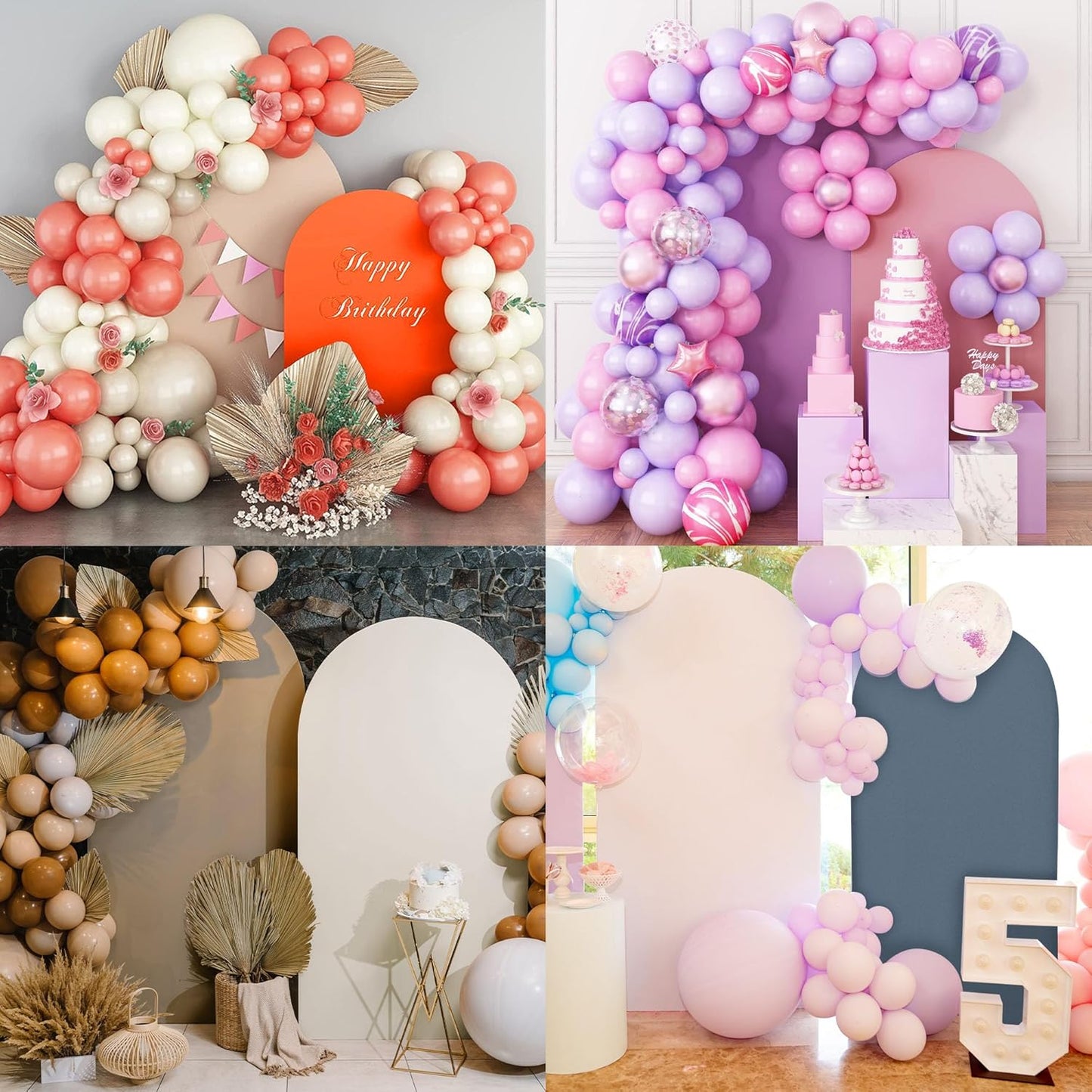 3-Piece Arch Cover Bundle – 7.2FT, 6.6FT & 6FT Stretch Spandex Backdrop Set – Wedding, Birthday & Photo Booth Arch Covers for Every Event