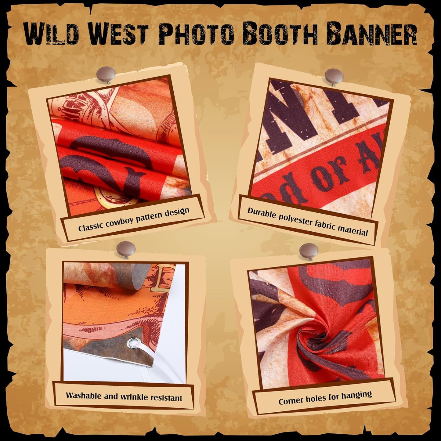 Funrous Wanted Poster Photo Prop Western Photo Booth Prop Large Selfie Frame Poster Fabric Banner Backdrop Wanted Sign for Cowgirl Cowboy Party Decoration Rustic Birthday Party Supplies (Pink)