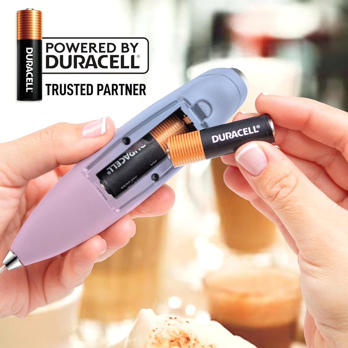 Zulay Kitchen Powerful Milk Frother Wand With Duracell Batteries - Ultra Fast Handheld Drink Mixer - Electric Whisk Foam Maker for Coffee, Lattes, Cappuccino & Matcha - Z1 Motor - Black - Colors C