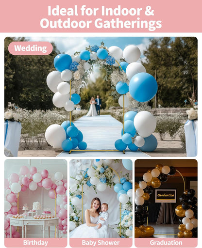 Pureegg Gold Metal Arch Backdrop Stand Set of 3 (7.2ft & 6.0ft & 6.0ft), Wedding Balloon Arch Stand with Stable Base, Backdrop Frame & Cover for Party, Birthday, Graduation, Photo Booth, Easy Assembly