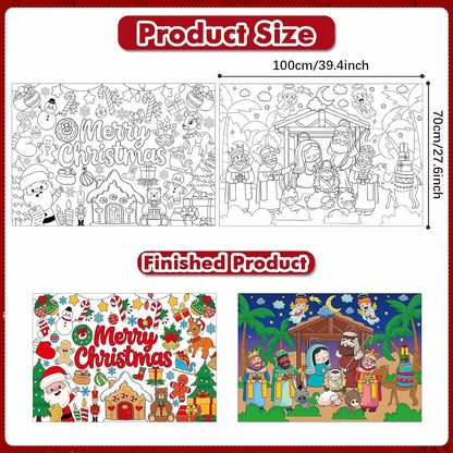 AUGSUN 2 PCS Giant Summer Activity Coloring Poster, Under The Sea Large Coloring Tablecloth Ocean Animals Giant Color-in Paper Table Cover for Kids School Classroom Wall Birthday Crafts Supplies