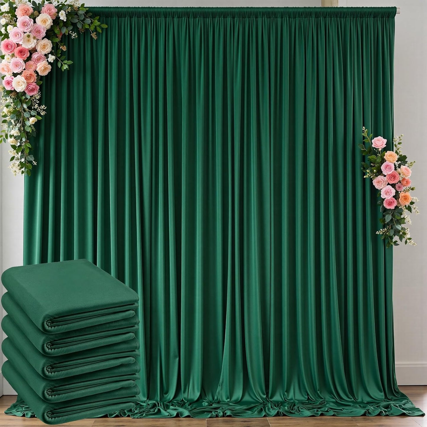 10 ft x 10 ft Wrinkle Free White Backdrop Curtains for Wedding Parties, Polyester Photography Backdrop Drapes for Birthday Parties Stage Backdrop Stand, 2 Panels 5x10FT Background Curtains