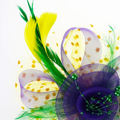 DRESHOW Fascinators Hat Flower Mesh Ribbons Feathers on a Headband and a Clip Tea Party Headwear for Girls and Women - Colors A