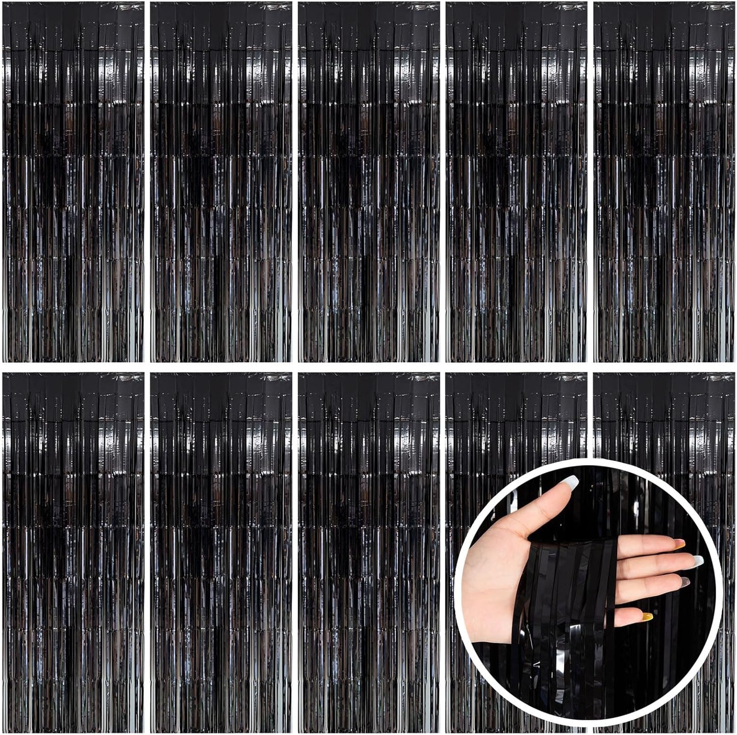 Tinsel Foil Fringe Curtains Wavy Backdrop for Parties Sparkle Metallic Wavy Foil Fringe Backdrop Curtain for Party Decorations Photo Booth Props for Birthday Graduation Wedding