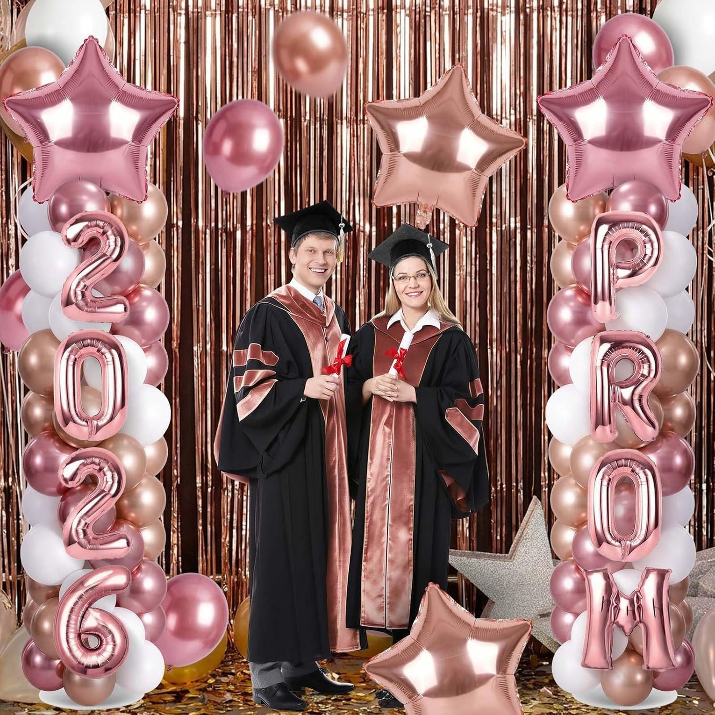 2 Sets Graduation Balloon Column Stand Kits with Balloons 2026 Grad Themed Decoration Navy Blue Balloon Tower Stand Kit for Grad High School & College Celebration Party Decor