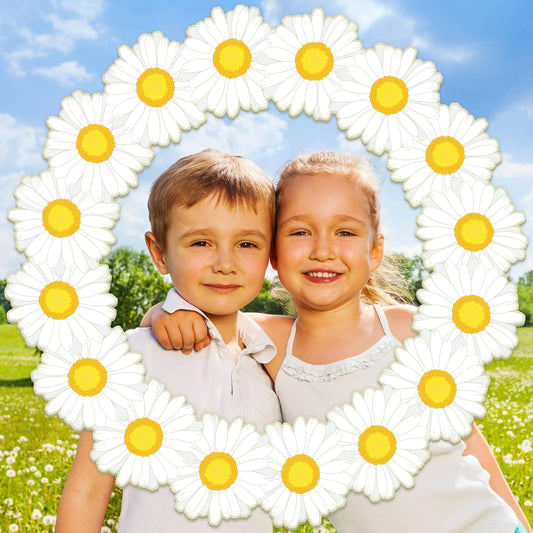 Spring Daisy Photo Booth Props Daisy Birthday Party Decorations 26 Inch Large Flower Selfie Frame Spring Floral Photo Booth Frame Summer Selfie Props Accessories for Birthday Baby Shower Party Supplie