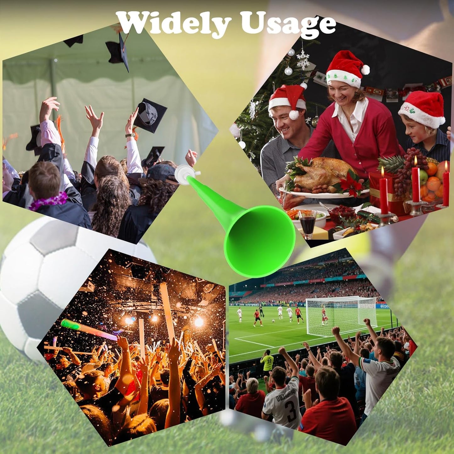 Collapsible Stadium Horn 24 Inch Vuvuzela Noise Makers Plastic Cheering Trumpet Blow Horns Noisemakers for Sporting Events Football Games School Sports Party Supplies Favors Accessories