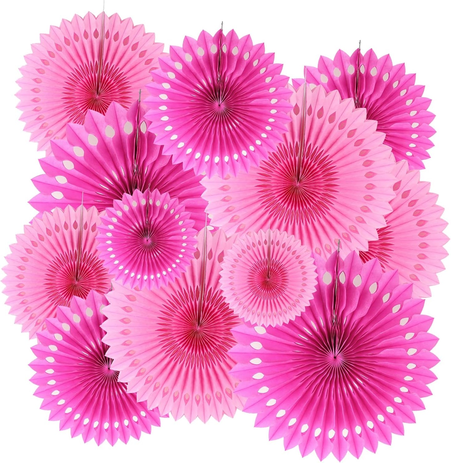 ZOOYOO Hanging Paper Fans Party Decorations,12 Pcs Pastel Rainbow Honeycomb Round Fans,Ceiling Decor for Easter,Wedding,Birthday,Summer Day Party Backdrop