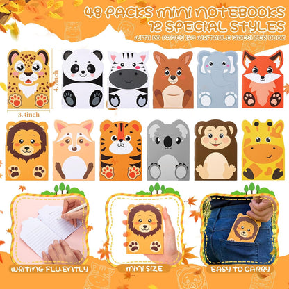 Maxdot 48 Pcs Farm Animals Mini Notebooks Bulk Party Favors Gift Small Cute Pocket Notepads with 20 Sheets, Gifts for Birthday, Back to School Party Classroom Prizes Gift