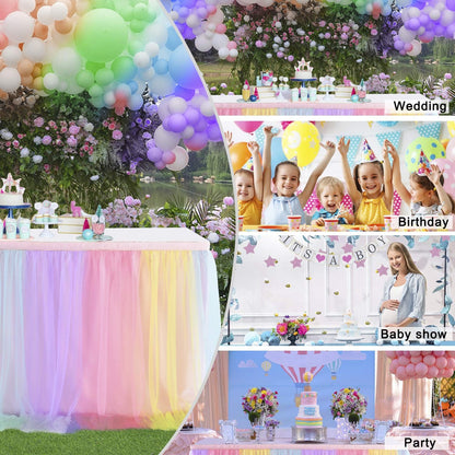 Suppromo 6ft Pink Tulle Table Skirt Baby Shower Tablecloth for Rectangle Tables or Round Tables Pink Ruffle Tutu Table Skirts Desk Skirt for Princess Girls Birthday Party Cake Dessert Decorations