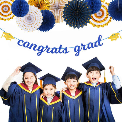Navy-Blue White Silver Tissue Pom-Poms - 15pcs 5 Size Party Decorations Paper Flowers,Graduation Wedding Baby Bridal Shower Room Hanging Decorations Boy Birthday Party Backdrop Decor Panduola