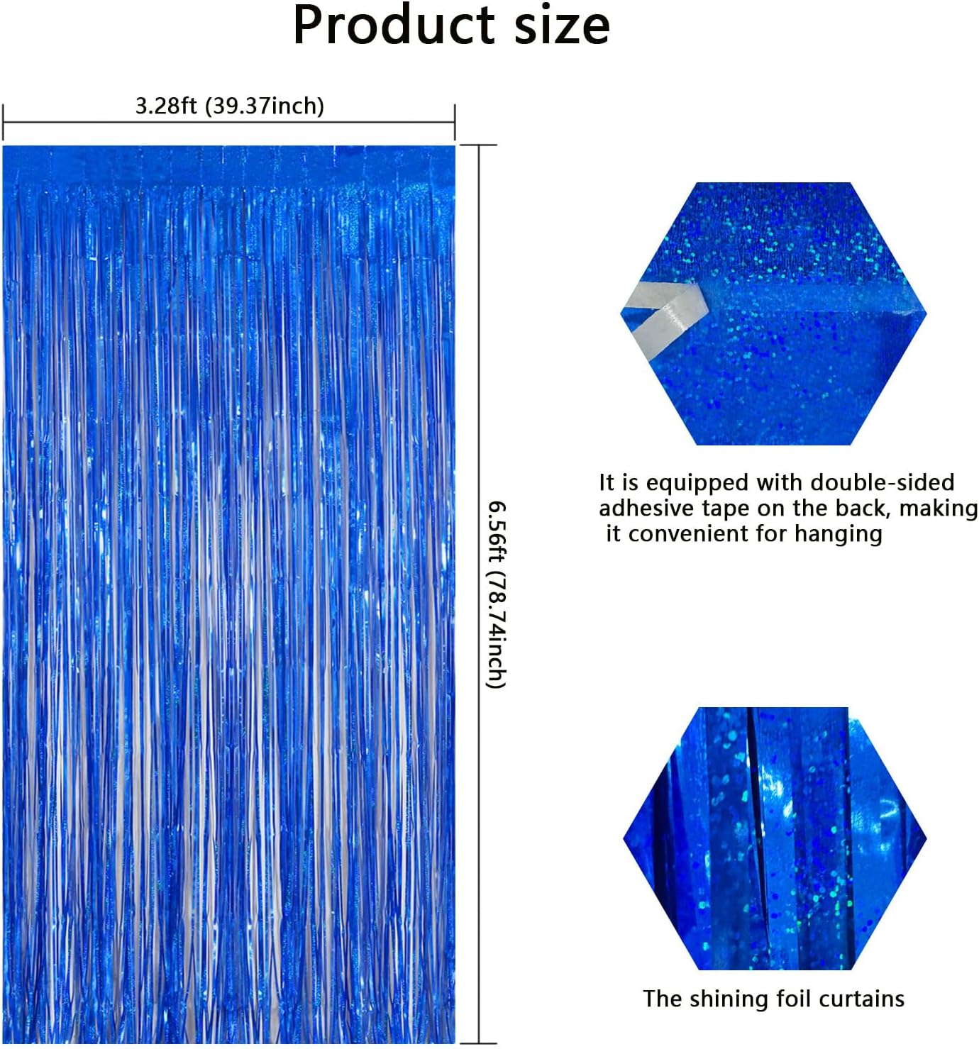 Iridescent Party Decorations Fringe Backdrop, Sparkling Holographic Foil Fringe Tinsel Curtains for Frozen Mermaid Birthday Party Decor - 3.28x6.56ft 2 Packs