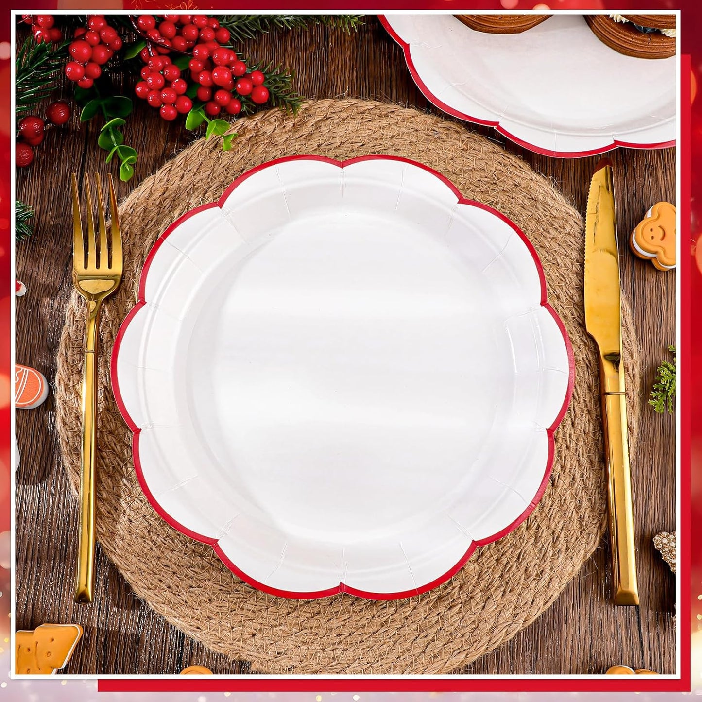 NatNarr 30 Pcs Sage Green Paper Plates, 7 Inch Scalloped Paper Plates Small Dessert Cake Plate Cute Party Plate Disposable Sage Greens Party Supplies for Wedding, Baby Bridal Shower, Birthday